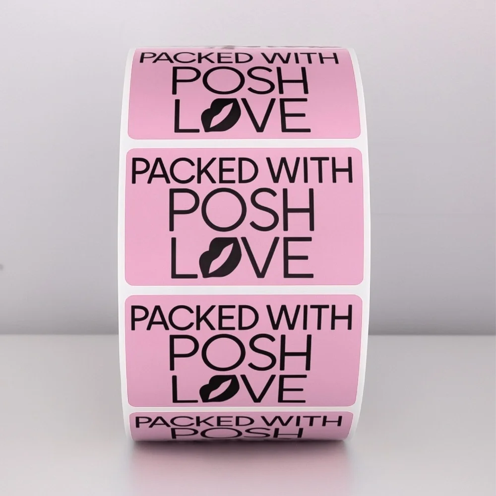 Packed With Posh Love Stickers | Purple Lips Labels for Poshmark Packaging